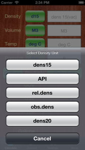 Select density unit