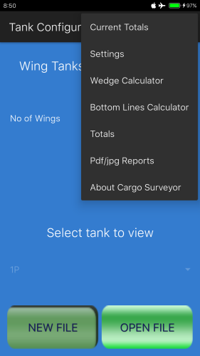 Options menu to report list