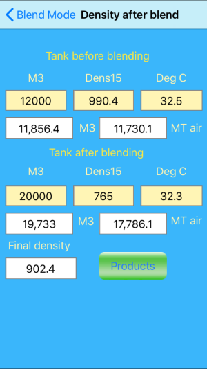 Fuel blending density after 2nd parcel